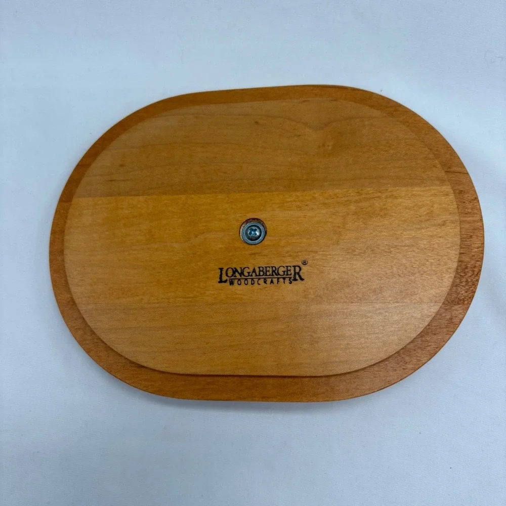 Longaberger Woodcrafts Oval Wooden Lid with Natural Knob Lid Only 8